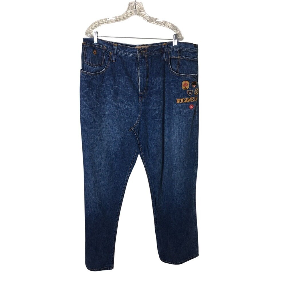 Roca Wear Jeans Women's Size 42 Blue 100% Cotton Embroidered Patches